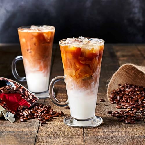 WARESHARK Pack of 6 Tall Latte Glasses Tea & Coffee Cups, Heat Resistant Glass - Image 2