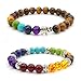 2x Femmes Hommes Bracelet en pierre, Zen Bouddhisme Cuff Éléphant énergie thérapie Yoga Bracelet 7 Chakra Healing Balance Bouddha bracelet, Tigereye-Lucky Elephant