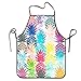 Grembiule con Pettorina Ananas Tropicale Hawaiano Grembiule Stampato Divertente Grembiuli Simpatici Professionale Grembiule da Ristorante per Cuoco, Bar, Caffetteria, 52X72Cm