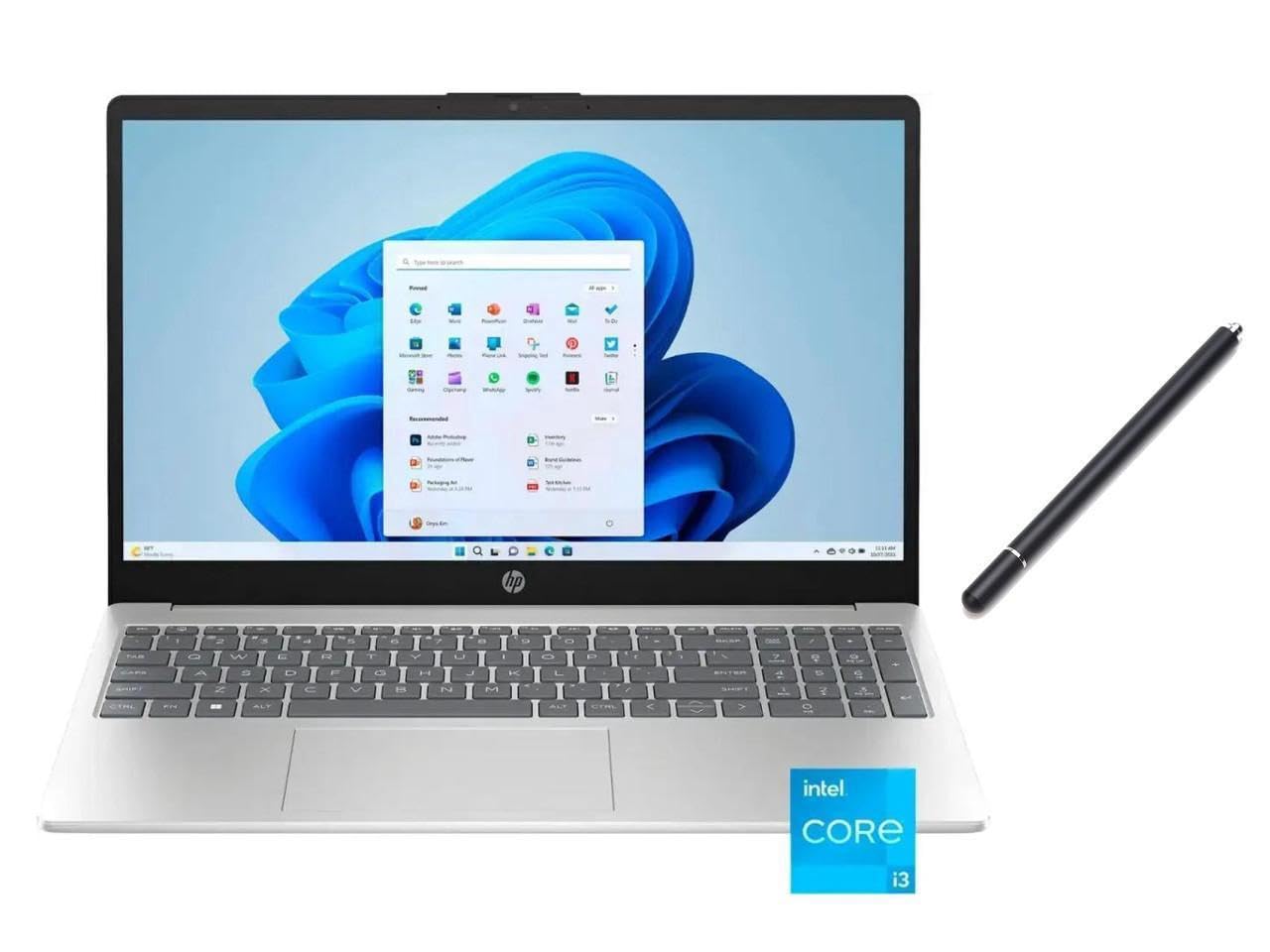 HP 15.6" HD Touch Screen Laptop | Intel Core i3-1215U (6 Cores, 8 Threads) | Intel UHD Graphics | Silver | 8GB RAM | 256GB SSD | Windows 11 S | Bundle with Stylus Pen
