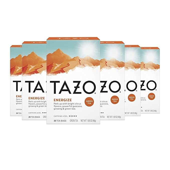 Tazo Green Tea Bags (20 Pieces) 48 Gram | Energizing Hot Tea Energize | Citrus Flavours Powerful Guarana Ginseng and Green tea | Wild Sweet Orange Tea Bags (B0C288MXGW) Amazon Price History, Amazon Price Tracker