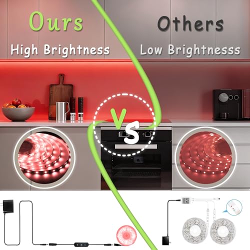 Image of Red 30ft Led Lights Strip Indoor Rope Lights Easy DIY Cuttable Strip Lights for Wine Cabinet Bar Room Bathroom Living Room Kitchen Ceiling Wall Vanity Mirror Decor