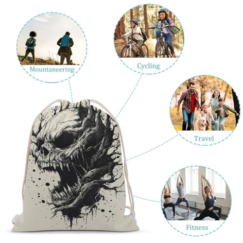 Tree Skull Horror Drawstring Backpack Canvas String Bag Lightweight Sports Gym Bag for Men Women3