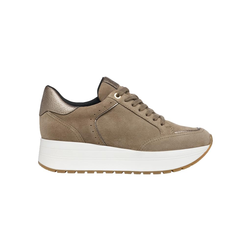 Geox Womens D New Kency A Sneaker, Taupe, 5 UK