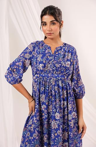 Image of Janasya Women's Georgette Floral Printed Flared Dress