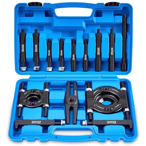 KOOPOOL Bearing Puller and Splitter Kit Separator and Puller Set Pinion Bearing Puller and Wheel Removal Tool 5 Ton Capacity Bearing Separator with 2 and 3 Bearing Separator Jaws 14Pcs (Blue)