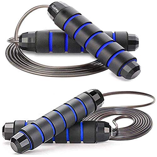2 Pack Tangle-Free Ball Bearings Speed Skipping Rope Lightweight Adjustable Durable Fitness Exercise Skipping Rope for Women Men Kids Memory Foam Handles for Boxing, MMA Fitness Workout (Blue-2Pack)