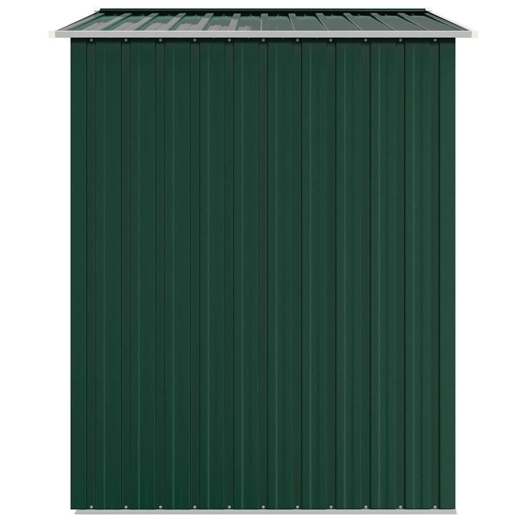 Gerätehaus Grün aus verzinktem Stahl 205x129x183 cm mit Doppeltüren, Lüftungsöffnungen und schrägem Dach für Gartenschuppen, Werkzeugraum, Fahrradschuppen, Wetterschutz und Aufbewahrung