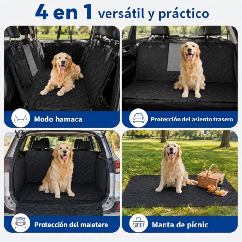 Miniatura 7 de 4 En 1 Funda Coche Perros Asiento Trasero, Cubre Asientos Con Ventana Protector Lateral, Impermeable Antideslizante, Suv, Camiones 137 X 147 Cm