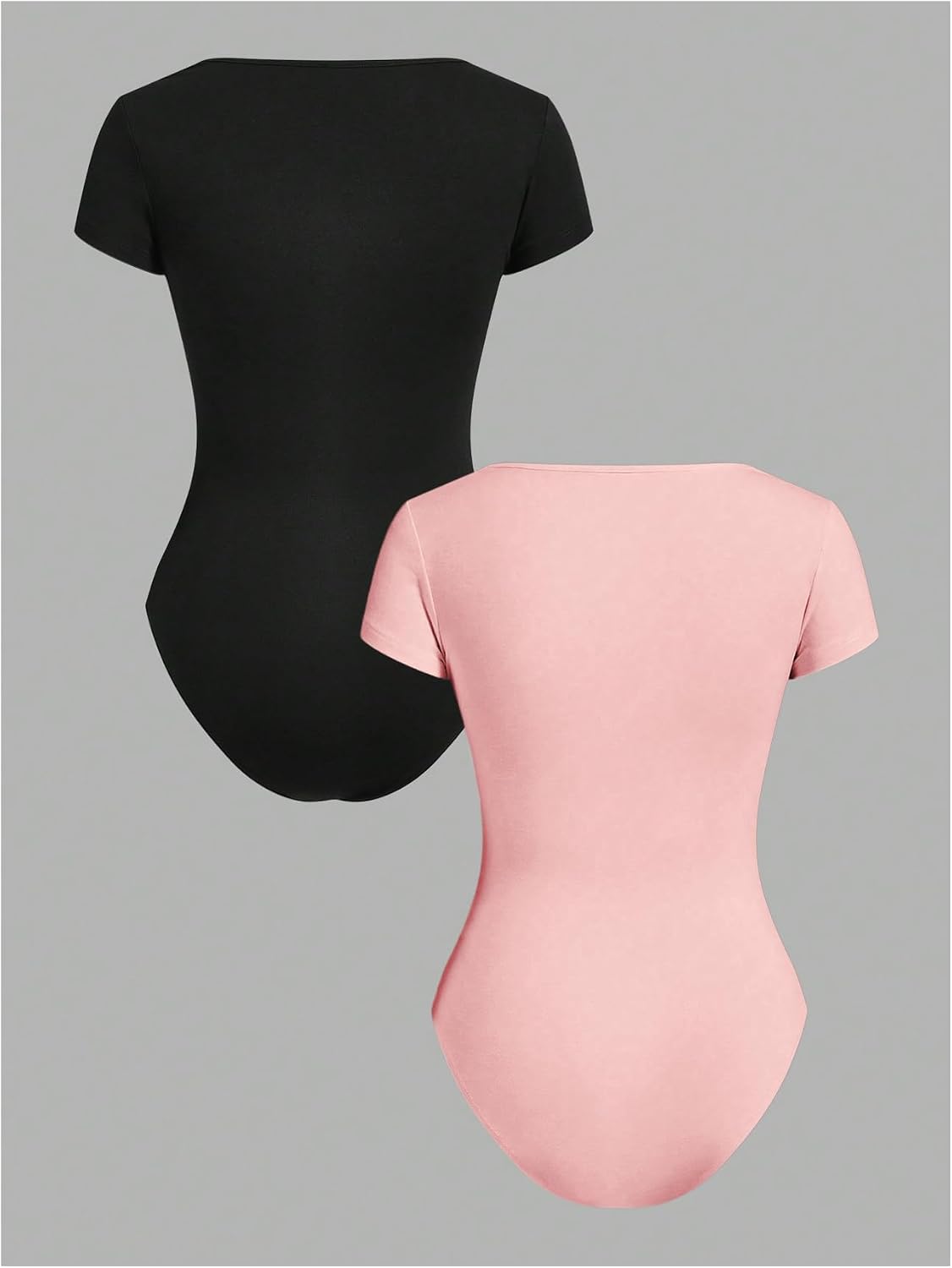RoseSeek Girl's 2 Packs Square Neck Bodysuit Short Sleeve Shapewear Leotard Summer Tops Basic Tees