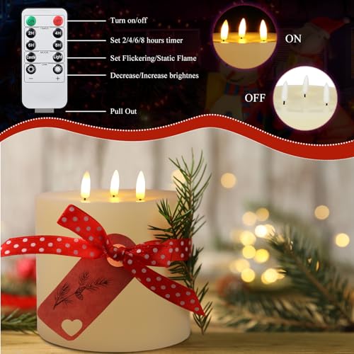 Image of Retisee 1 Pack Ivory Extra Large Flameless Candles 6 inchx6 inch Remote Control