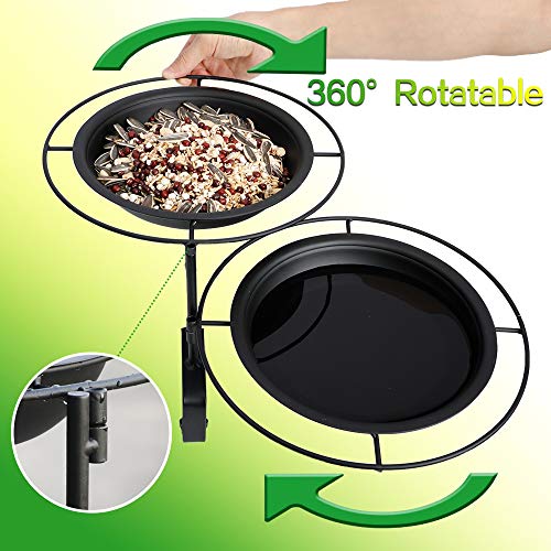 Solution4Patio Expert In Garden Creation Urban Apartment Deck Rail Bird Feeder & Bird Bath, Balcony Platform Removable Metal Tray 8" Dia, Not Blowing Away, Adjustable Clamp Bracket #G-B124A00-Us #TOP2