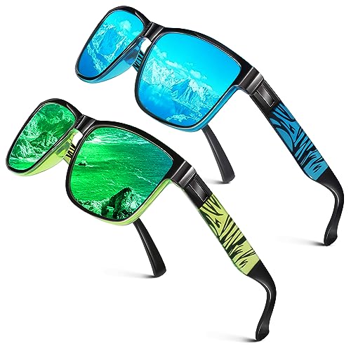 LINVO Polarized Sunglasses for Men Trendy Lightweight Mirrored Shades UV400 Protection for Driving Fishing Golf