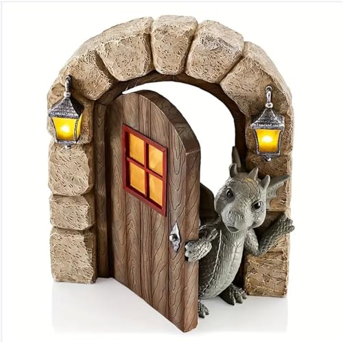 LUMOOM Schöne Hof Drachenskulptur, Gartendrachen Figuren Deko aus...