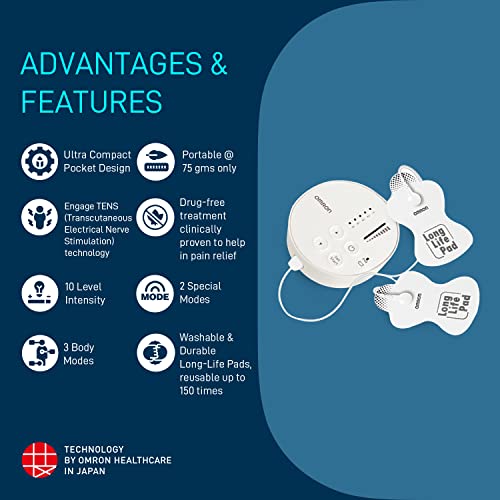 Image of Omron HV F013 Corded Electric TENS Electronic Machine for Nerve Stimulator and Body Massager (White)