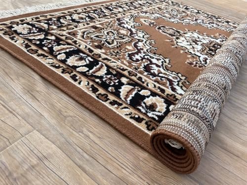 Image of TTC THREAD & TEXTURE CARPET Traditional Comfort: Power-Loomed Carpets for Living Room- Every Space Area Rug Color Gold Size 3x5 Feet (90x150cm)