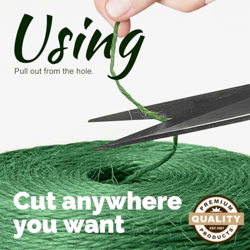 Image of 2Pack 2mm Natural Jute Twine String 1600 Feet Long Twine String for Crafting Gardening Gift Wrapping Macrame DIY Home Decor (Green-800Feet /Roll)