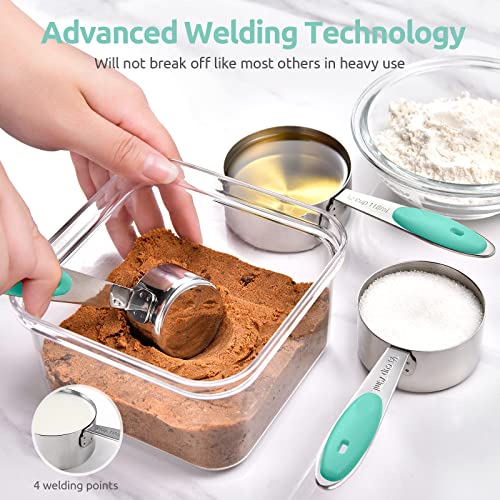 Image of U-Taste Measuring Cups Spoons Set, 18 /8 Stainless Steel, 12Pcs, Aqua Sky