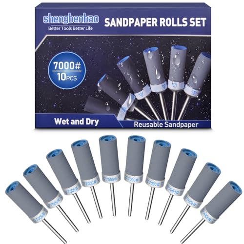 Image of 10Pcs 7000 Grit Sanding Drums Sandpaper Sticks Set for Dremel Rotary Tool with 1 /8 inch Shank Sanding Bits Kit Rotary Tool Accessories Suitable for Final Polishing Metal and Jewelry (7000 Grit)