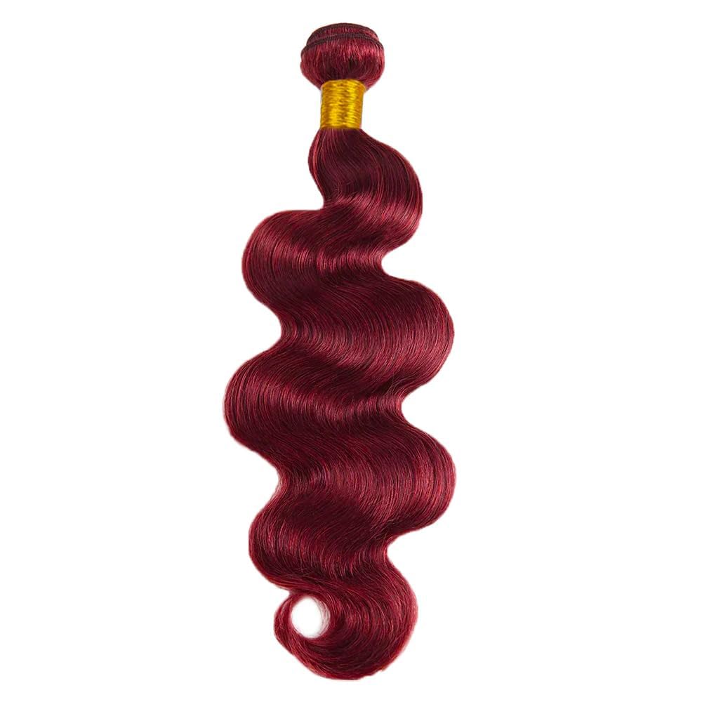 Burgundy Body Wave Human Hair Bundles 20 Inch #99J Wine Red Body Wave Single Bundle Human Hair Unprocessed Native Virgin Hair 100g Total 1 Hair Extensions Double Weft for Women