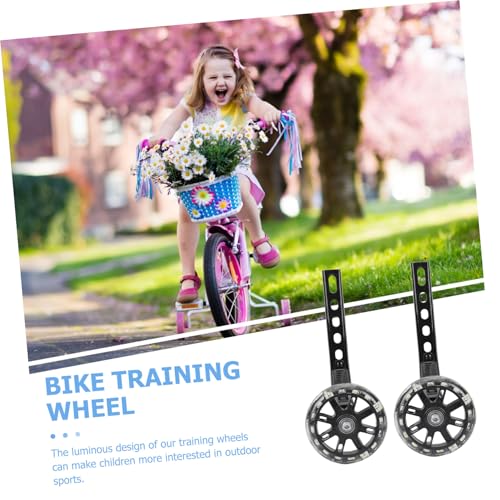 2 ruedas de entrenamiento para bicicletas, soporte auxiliar resistente con diseño luminoso, fáciles de instalar, ayudan a mantener el equilibrio y la seguridad al aprender a andar en bicicleta miniatura 4