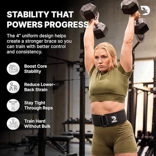 DMoose Fitness Auto Locking Weight Lifting Belt for Men & Women - 4" Nylon Squat & Deadlift Belt with Quick-Release Buckle - Gym Workout Belts for Lumbar Back Support for Weightlifting & Powerlifting - Image 4