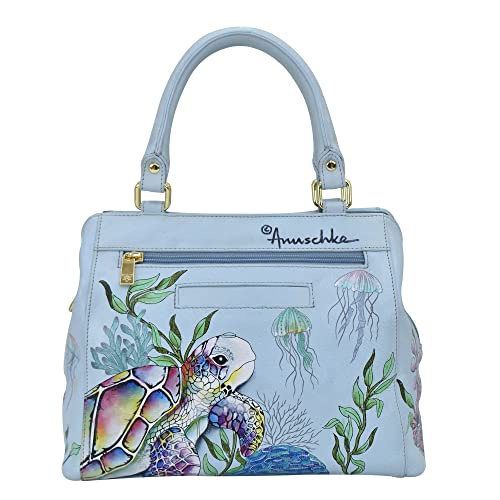 Image of Anuschka Women's Leather Satchel - Hand-Painted Genuine Leather Handbag with Detachable Strap for Everyday Use - 690, Satchel