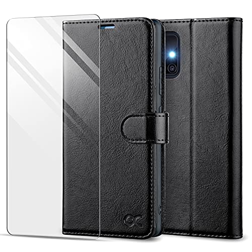 OCASE Compatible with Samsung Galaxy A71 5G Case with Card Holders, PU Leather Flip Wallet Case [TPU Inner Case][Stand][Tempered Glass Screen Protector] Protective Phone Cover 6.7 Inch(Black)
