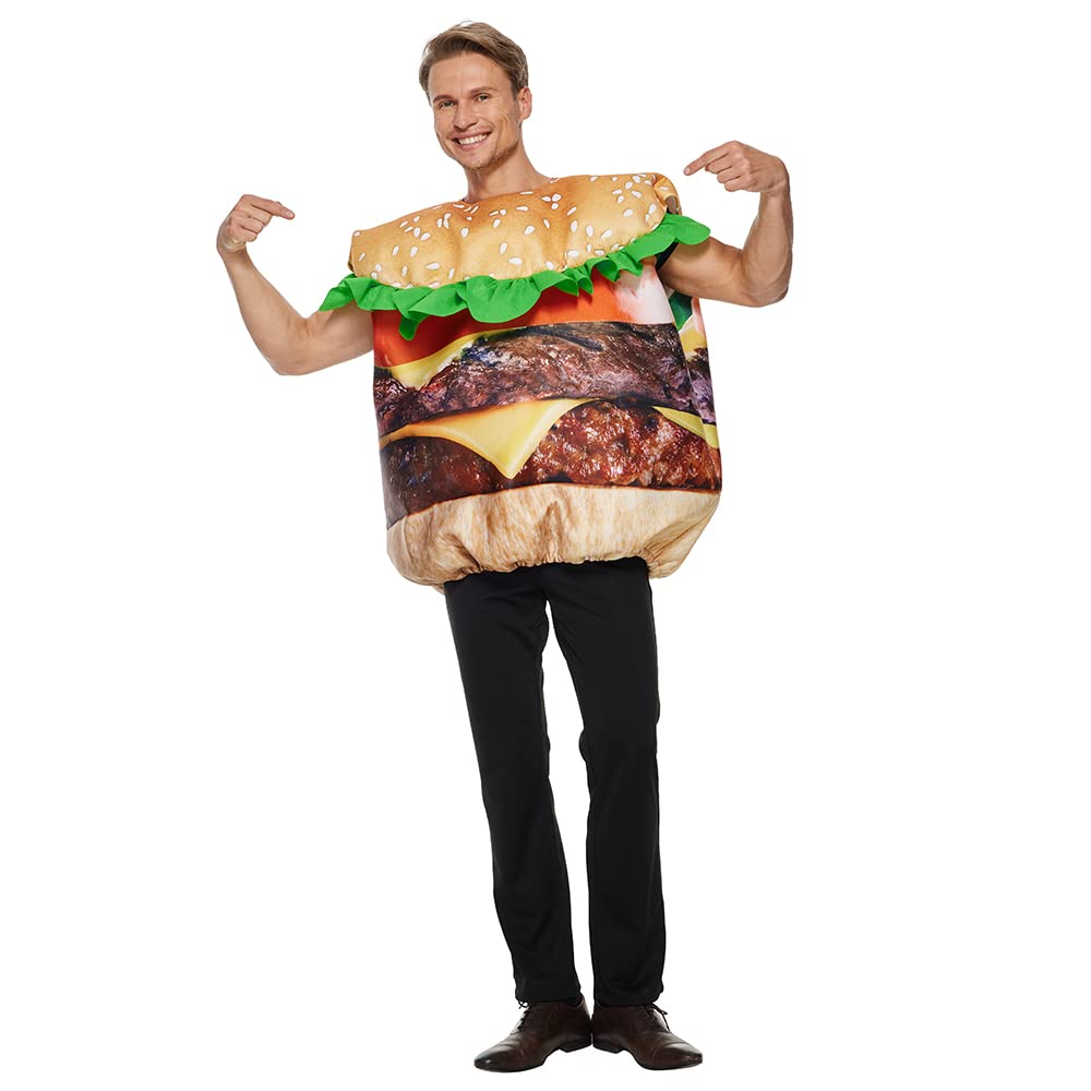 EraSpooky Disfraz de hamburguesa de papas fritas para adultos, disfraz de Halloween para parejas, traje de comida
