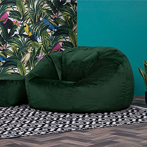 Icon Klassischer Sitzsack „Aurora“, Plüschsamt, Grün, Sitzsack Sessel für Erwachsene mit Füllung, Groß Sitzsäcke für das… – Bild 4