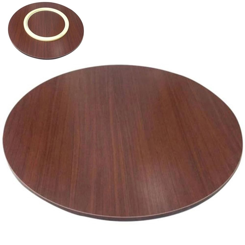 ASerZenith Beige Wooden Lazy Susan 20" - 40" | 360° Rotating Serving Tray For Dining Table | Perfect For Home Kitchen, Round Tabletop, Entertaining & Serving,Mahogany-70Cm/27
