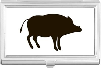 Black Boar Cute Animal Portrayal Business Card Holder Case Pocket Box Wallet