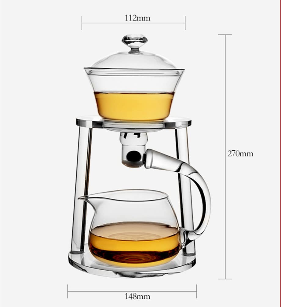 Halbautomatisches Teeservice aus Glas, Teeservice, Wasserumleitung, drehbare Abdeckung, Schüssel, Lazy Tea Maker, Teekanne, Kungfu-Teetasse