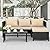 Valita 3-Piece Outdoor PE Rattan Furniture Set Patio Black Wicker Conversation Loveseat Sofa Sectional Couch Khaki Cushion