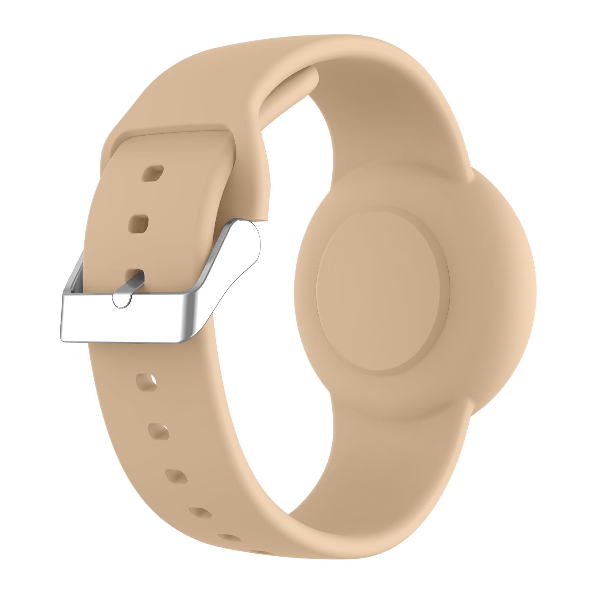 Tobfit Waterproof AirTag Bracelet for Kids – Soft Silicone AirTag Holder for Apple AirTag (2nd Gen & 1st), Adjustable Anti-Loss Watch Band for Kids 3 Years and Up - Milk Tea-image-43