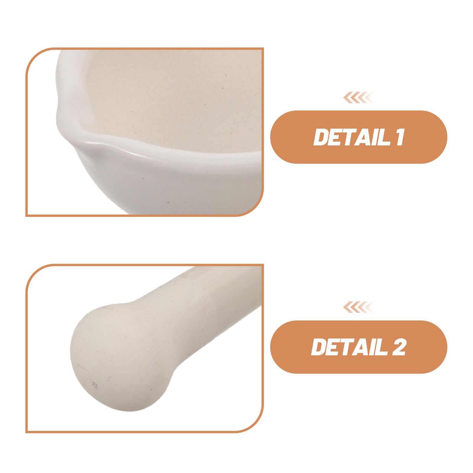 IMIKEYA 2 Pièces Mortier et Pilon en Céramique Blanc avec Bec Verseur, Design Compact et Broyage pour Épices et Assaisonnements Cuisine, 10 Cm