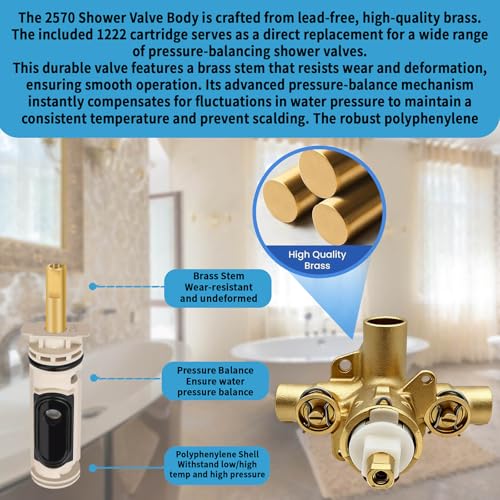 Robinet de douche de rechange 2570 compatible Moen Posi-Temp 1/2 - 4