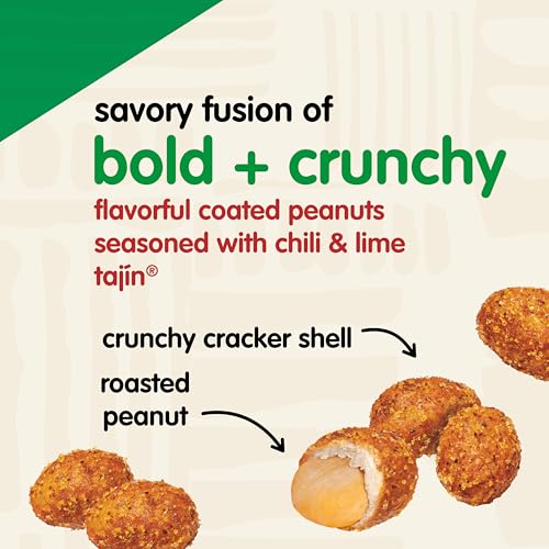 Snak Club Tajin Crunchy Peanuts, Nuts with Chili and Lime Seasoning, Mild, 2.25 oz Snack Bags, 12 Pack - image 3