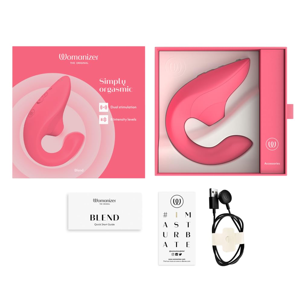 Womanizer Blend Vibratore Rabbit Stimolatore Doppio, Stimolazione Clitoridea Pleasure Air, Vibrazione per il Punto G e Risucchio del Clitoride, Sex Toy per Donne, Impermeabile e Ricaricabile - Rosa