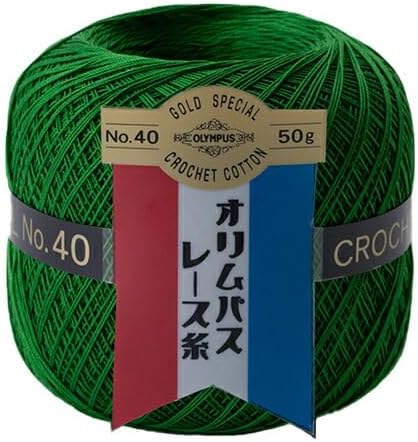 Olympus #40 Col.232 Green Line Gold Tag Lace Thread 1.8 oz (50 g), Approx. 155.6 ft (445 m)