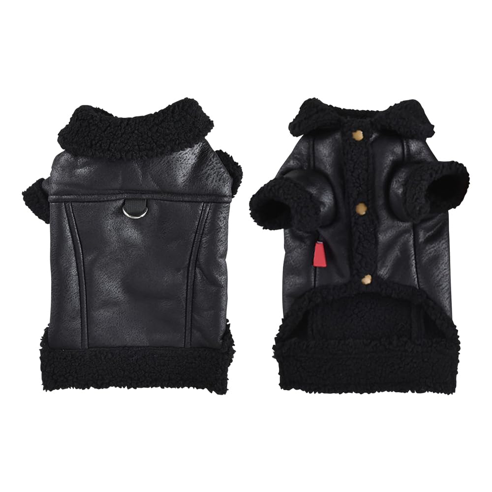 Winter Coat for Dogs - Warm Fleece Puppy Vest, Waterproof Windproof Jacket With D Ring, PU Leather Cozy Fleece-Lined Clothes for Small Medium Large Dogs (Black, 3XL) — image 1