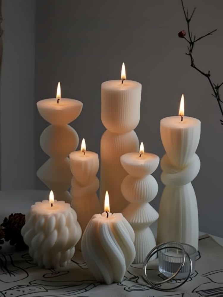 Velas grandes de cera de soja acanalada para aromaterapia, pilar decorativo para el hogar (amor)