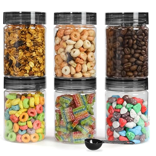 Image of Homeor Plastic Storage Jar & Containers With Spoon, Airtight & BPA Free Containers for Kitchen Storage, Grocery Kitchen Container, Multipurpose Jar, Fridge Storage Container, 300 ML Set 12, Black