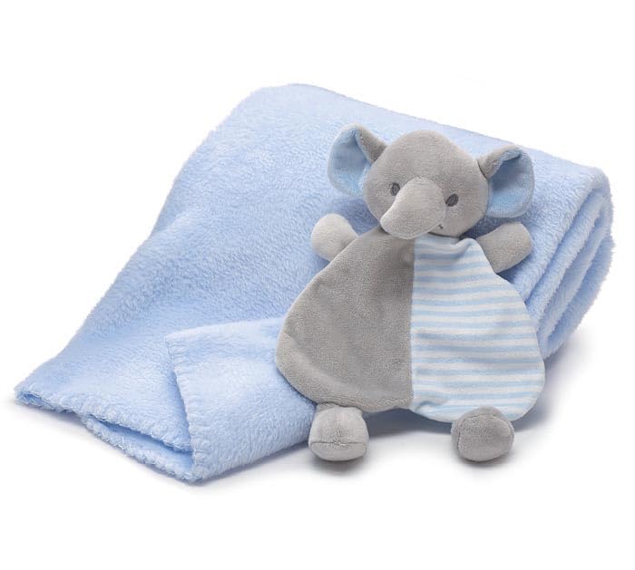 burton+BURTON Baby Gift Set Blue Blanket and Rattle, 38-Inch, Plush