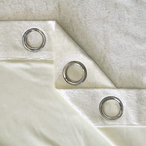 Home Direct Pair of Crushed Velvet Curtains, Eyelet Ring Top, Unlined, Cream, 2 panels, 140cm x 175cm 55" x 68" - Image 2