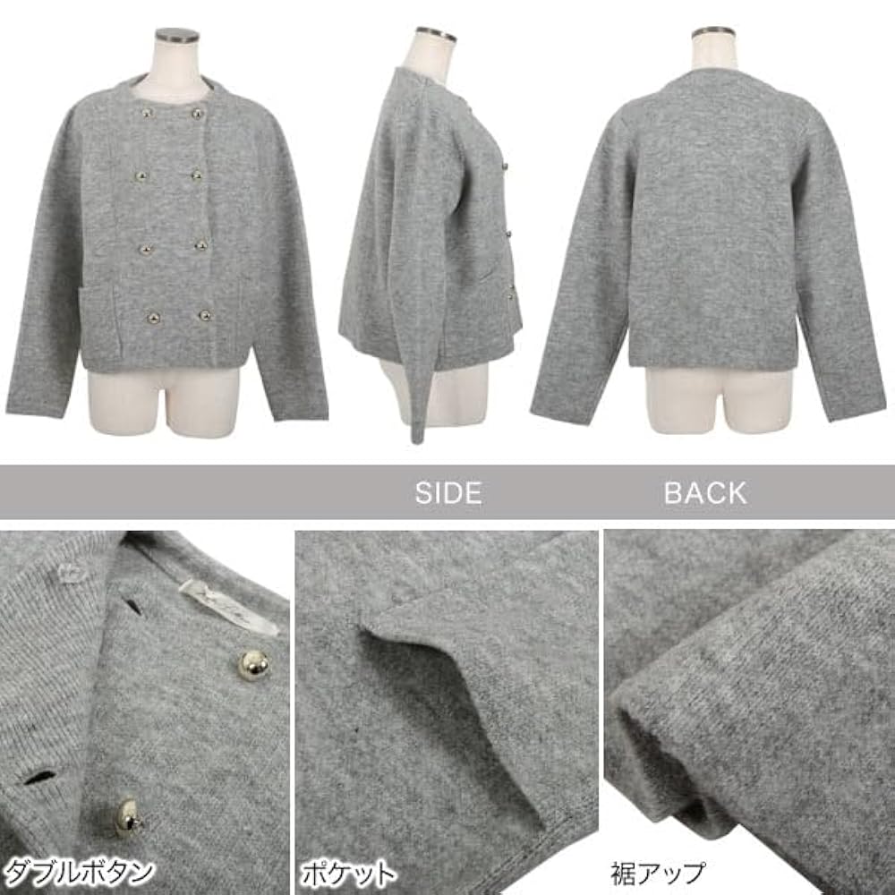 【美品✨ M】バーバリー ウールダブルジャケット 銀ボタン B-3タイプ ニット パール ドット ボタン ニット ジャケット （ セットアップ 可 ）