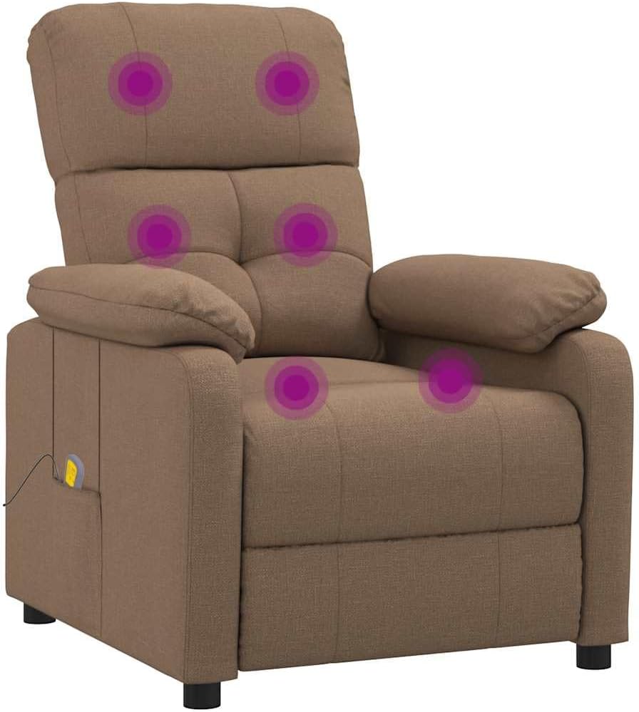 vidaXL Massage Chair, Leisure Lounge Adjustable Chair for Home Theater, Sleeper Recliner for Living Room, Farmhouse Style, Brown Fabric