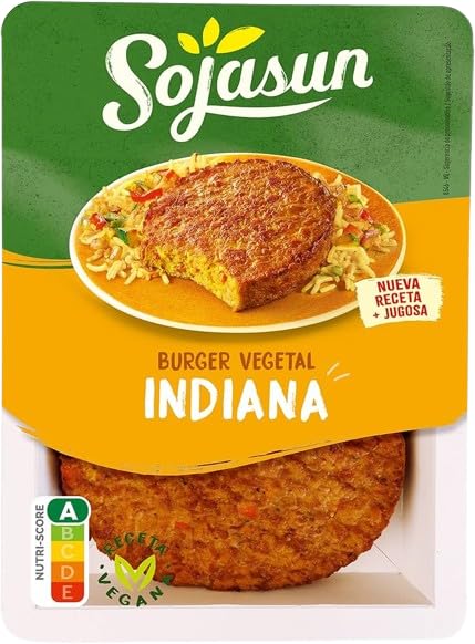 (PACK 4 Und.) 2 x 100 g. Hamburguesa vegetal DIFERENTES SABORES SOJASUN (REFRIGERADO) (Indiana)