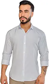 Camisa Social Masculina Manga Longa Gola Italiana confortavel e Elegante para Reunião e Ocasiões Especiais