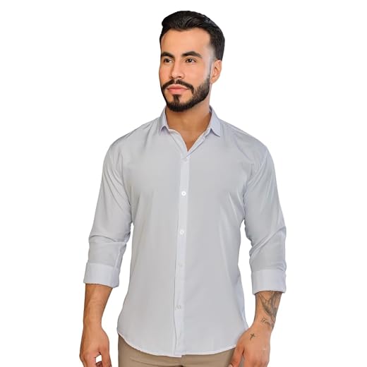 Camisa Social Masculina Manga Longa Gola Italiana confortavel e Elegante para Reunião e Ocasiões Especiais
